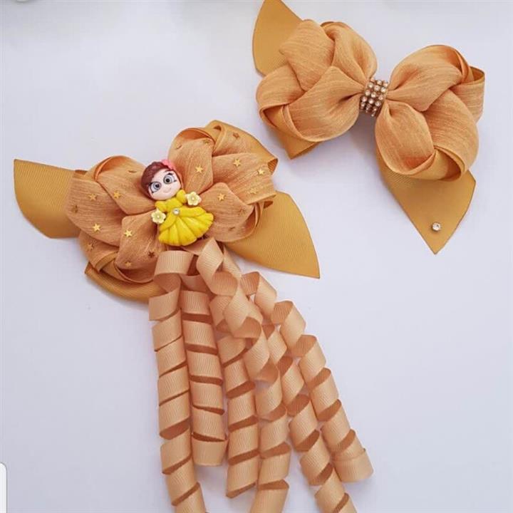 پک 2 عدد گلسر -گیره- کش مو آویز دار طلایی با پیکسل